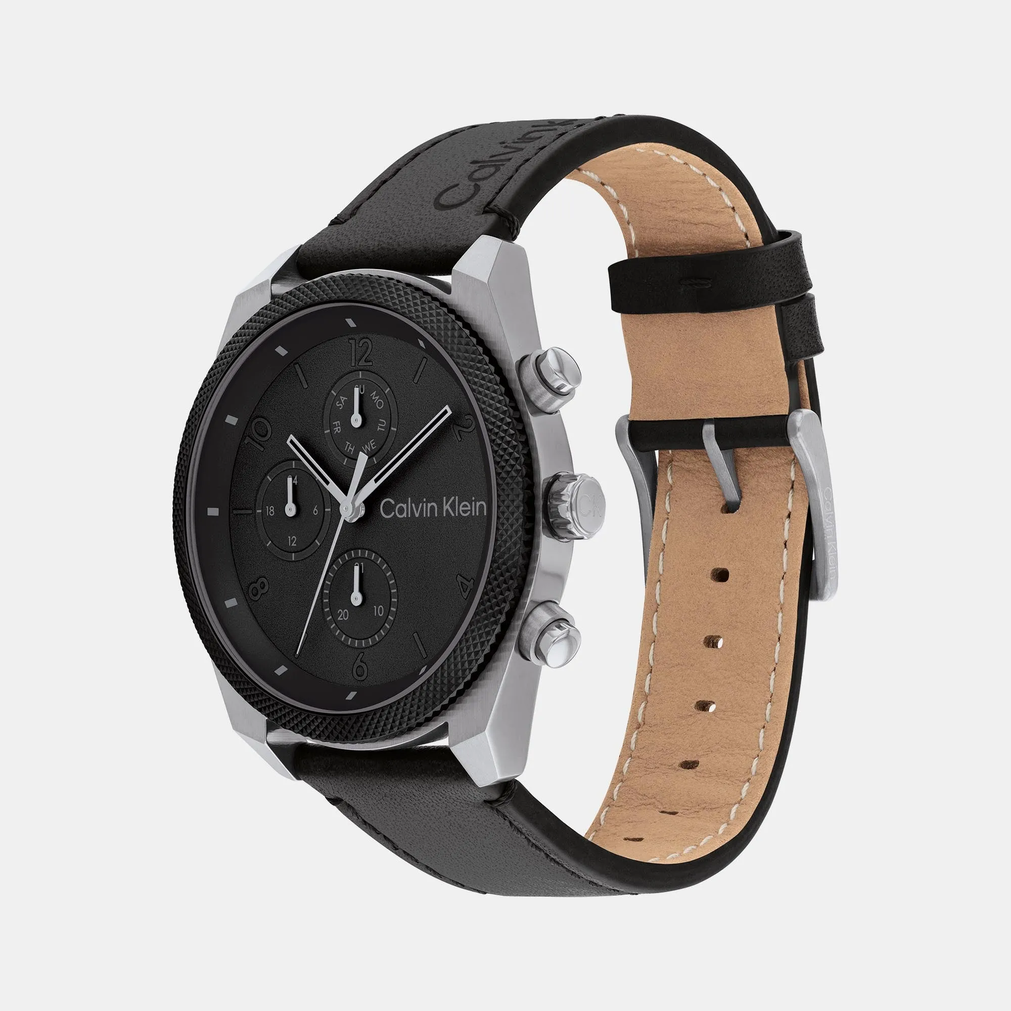 Impact Men's Black Chronograph Leather Watch 25200364