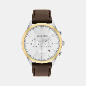 Infinite Men Silver Chronograph Leather Watch 25200381