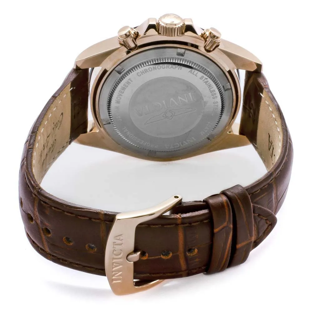 Invicta 10712 Men's Speedway Rose Gold Tone Brown Dial Leather Strap Chronograph Watch