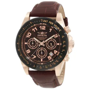 Invicta 10712 Men's Speedway Rose Gold Tone Brown Dial Leather Strap Chronograph Watch
