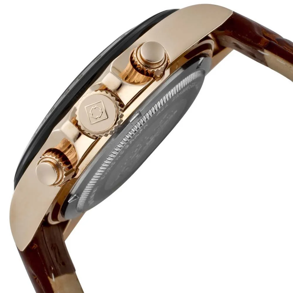 Invicta 10712 Men's Speedway Rose Gold Tone Brown Dial Leather Strap Chronograph Watch
