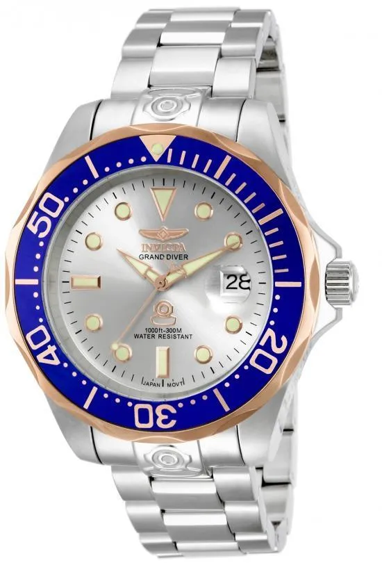 Invicta 13788 Men's Pro Diver Blue Gold Bezel Silver Dial Automatic Dive Watch