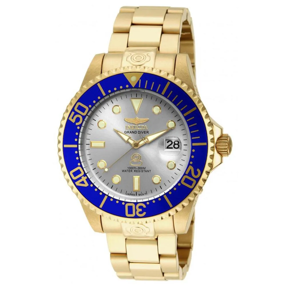 Invicta 15845 Men's Grand Diver Automatic Silver Dial Gold Tone Steel Dive Watch