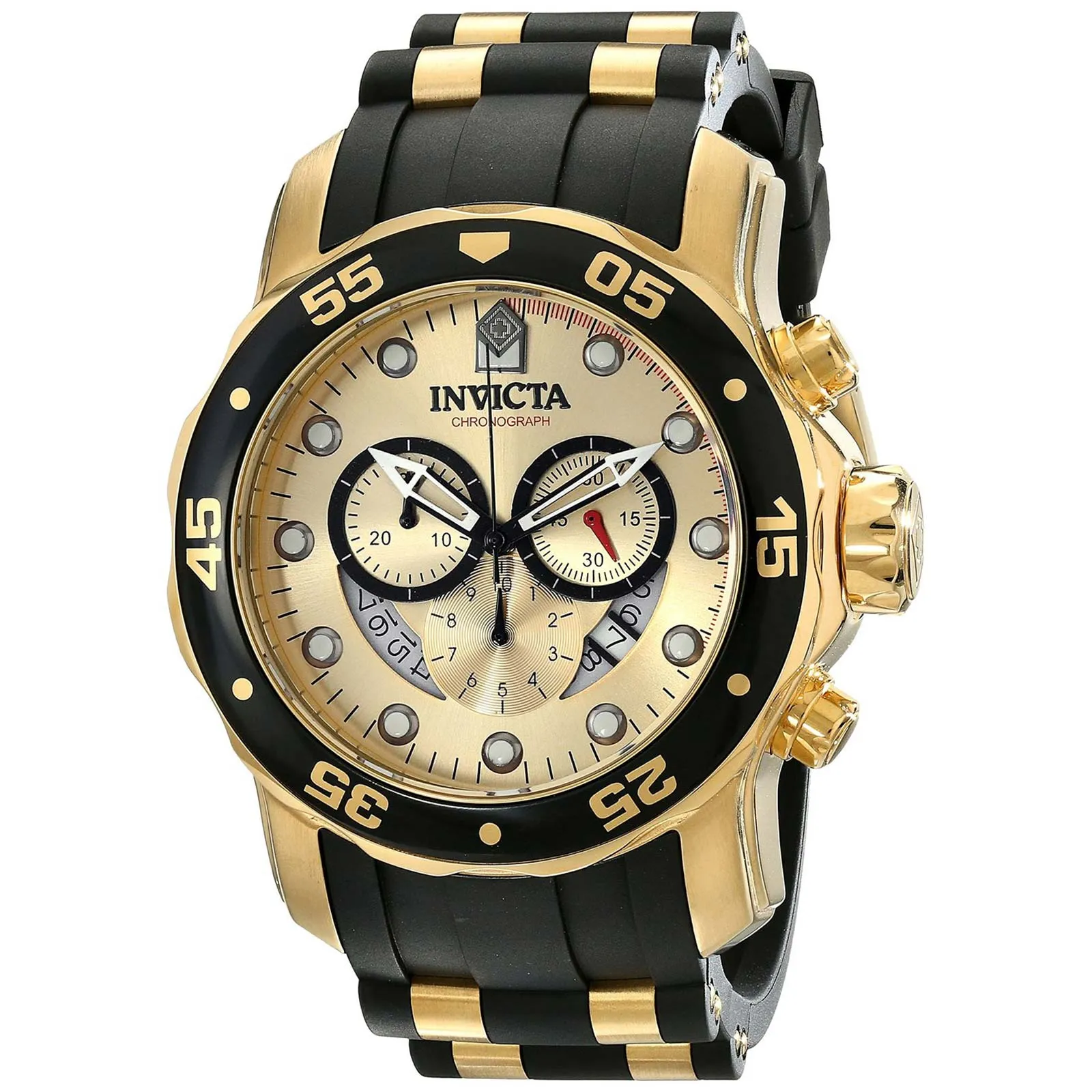 Invicta 17566 Men's Pro Diver Quartz Gold Tone Dial Chronograph Watch