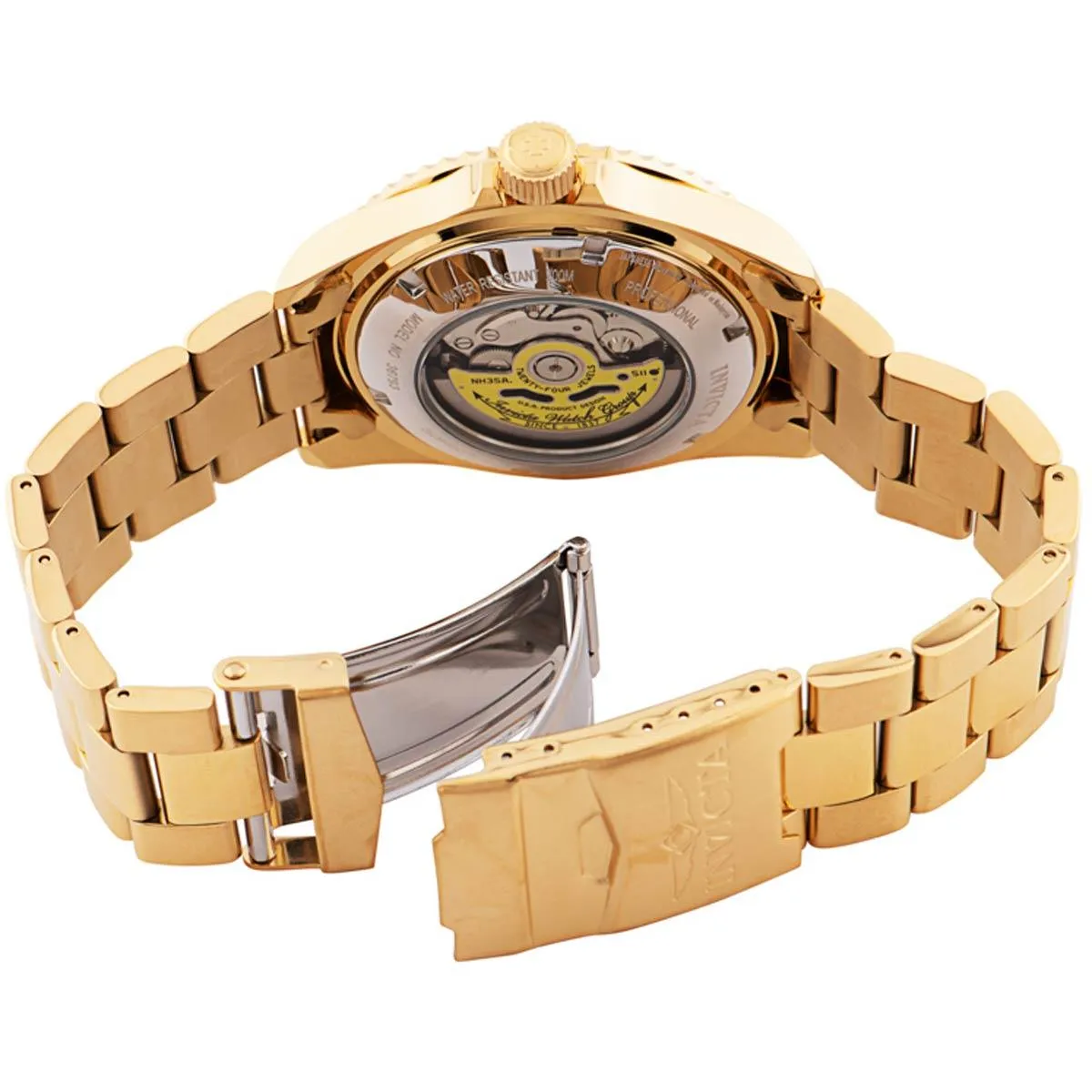 Invicta Men's Automatic Watch - Pro Diver Black Dial Yellow Gold Bracelet | 36793