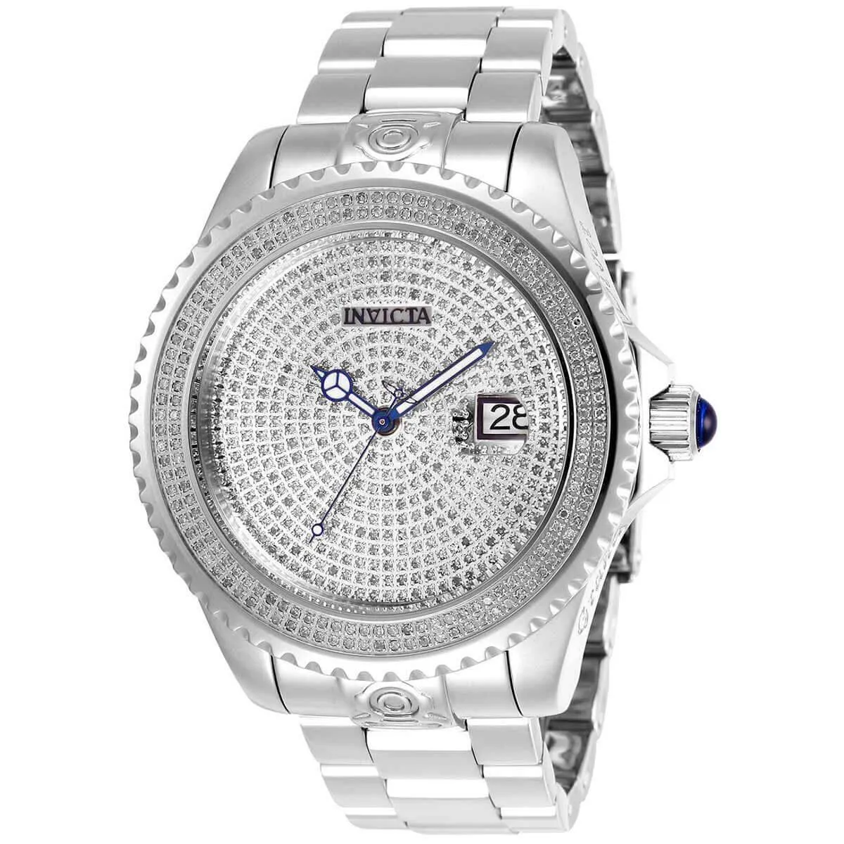 Invicta Men's Automatic Watch - Pro Diver Diamond Pave Dial Steel Bracelet | 29244