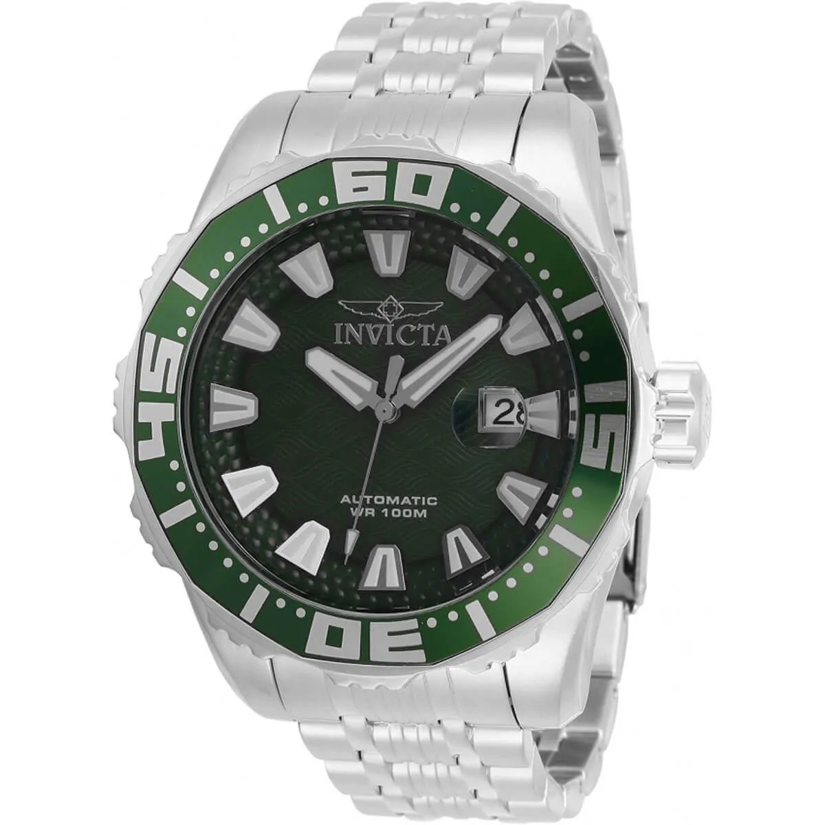 Invicta Men's Automatic Watch - Pro Diver Green Dial Stainless Steel Bracelet | 30292