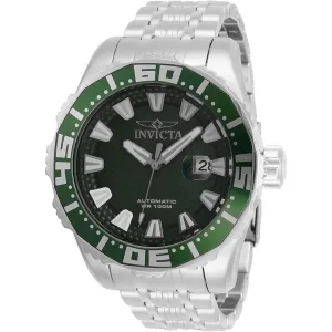 Invicta Men's Automatic Watch - Pro Diver Green Dial Stainless Steel Bracelet | 30292