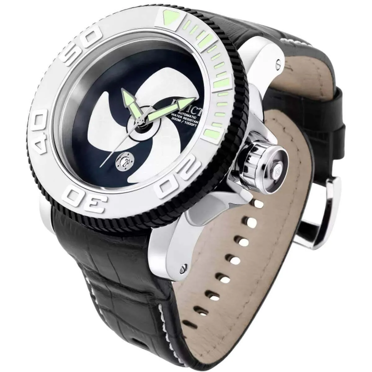 Invicta Men's Automatic Watch - Sea Hunter Black Genuine Leather Strap | 34781