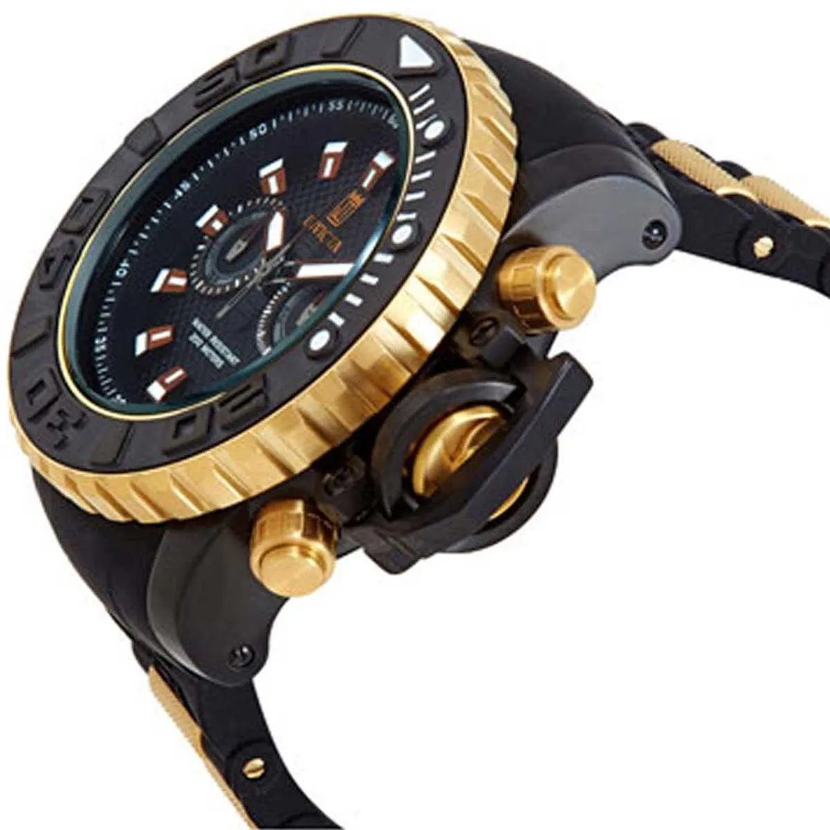 Invicta Men's Chrono Watch - Jason Taylor Two Tone Black and Yellow Gold Strap | 23719