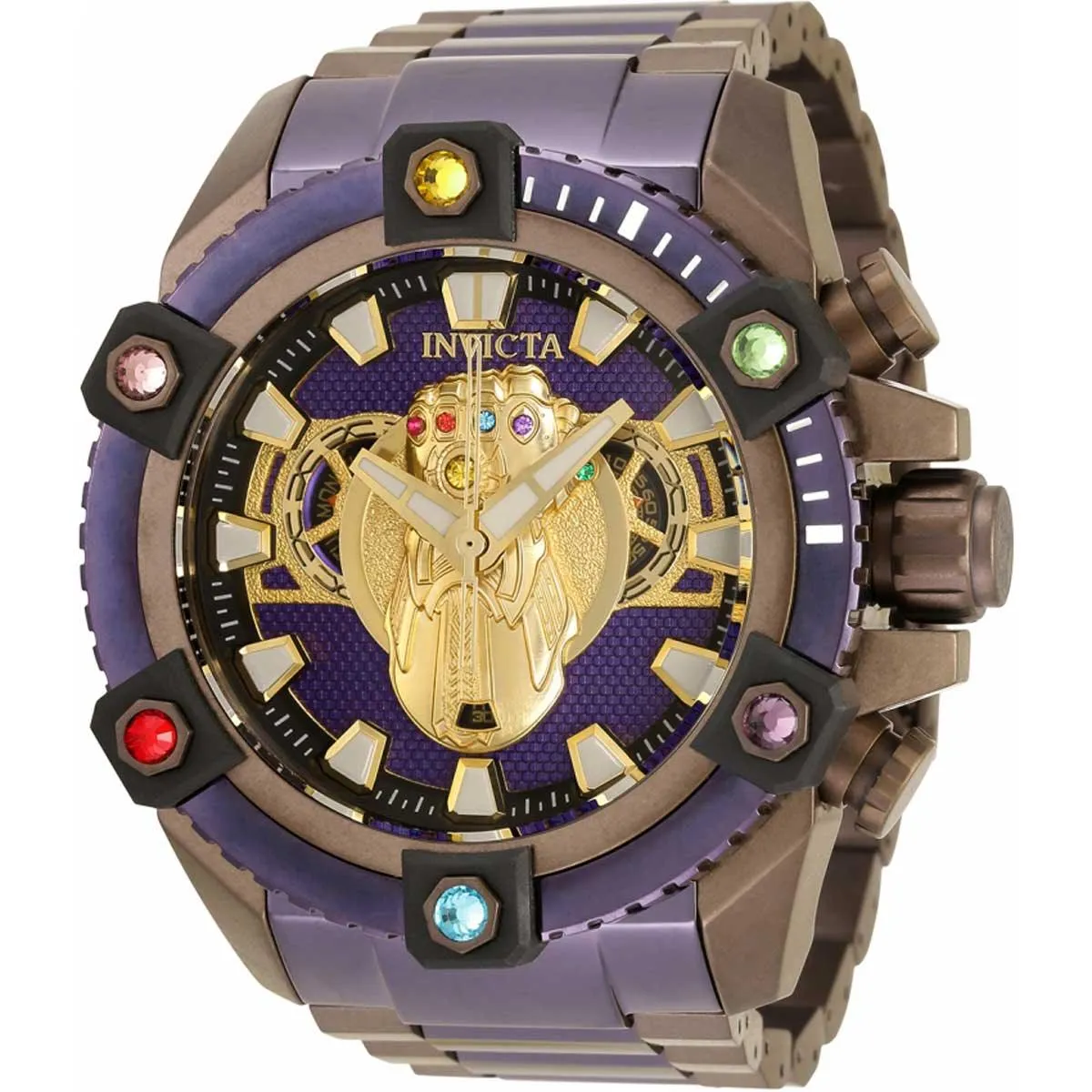 Invicta Men's Chrono Watch - Marvel Thanos Brown and Purple Steel Bracelet | 34310