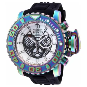 Invicta Men's Chrono Watch - Sea Hunter White Mother of Pearl Dial Black Strap | 26415