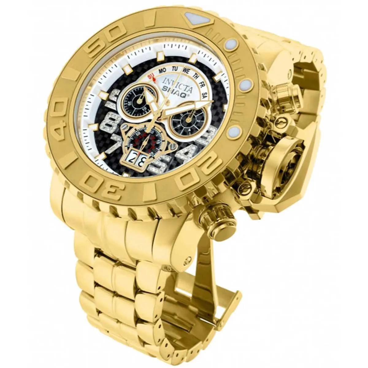 Invicta Men's Chrono Watch - Shaq Diamond Black and Gold Tone Dial Bracelet | 33730