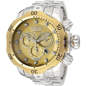 Invicta Men's Chrono Watch - Venom Gold Dial Silver Stainless Steel bracelet | 10790