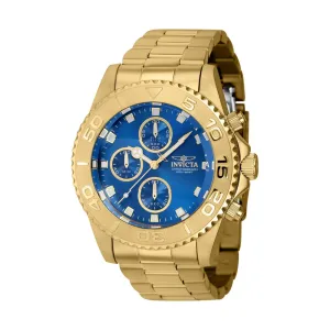 Invicta Men's Chronograph Watch - Pro Diver Blue Dial Yellow Gold Bracelet | 43409