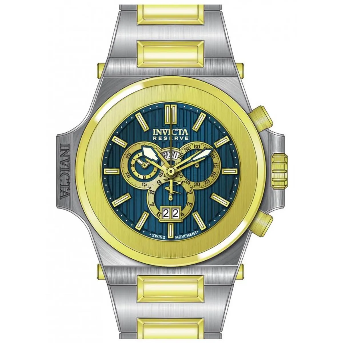 Invicta Men's Chronograph Watch - Reserve Akula Blue Dial Two Tone Bracelet | 31680