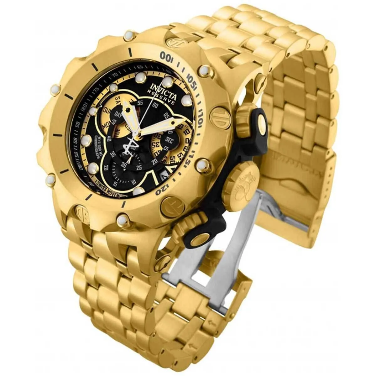 Invicta Men's Chronograph Watch - Reserve Venom Quartz Black Dial Bracelet | 27794