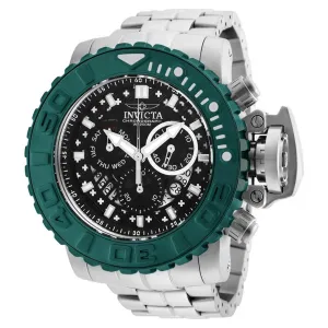 Invicta Men's Chronograph Watch - Sea Hunter Black Dial Silver Steel Bracelet | 27369