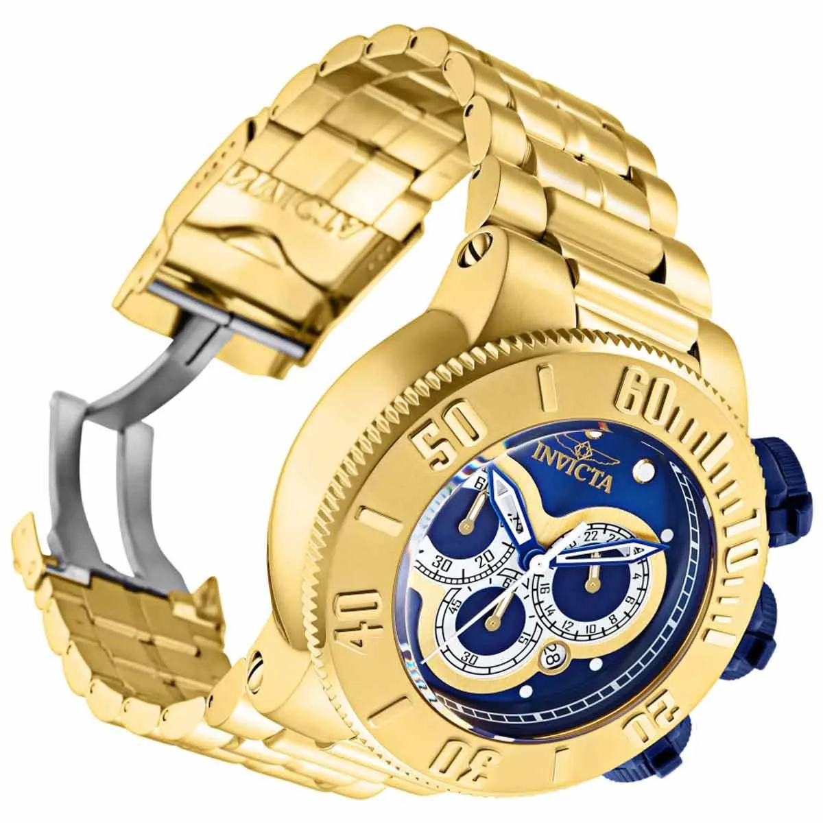 Invicta Men's Chronograph Watch - Specialty Blue, Silver and Gold Dial Steel | 31542
