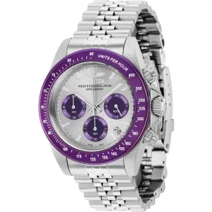 Invicta Men's Chronograph Watch - Speedway Grey and Purple Dial SS Bracelet | 36735