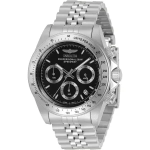Invicta Men's Chronograph Watch - Speedway Silver and Black Dial Bracelet | 30989