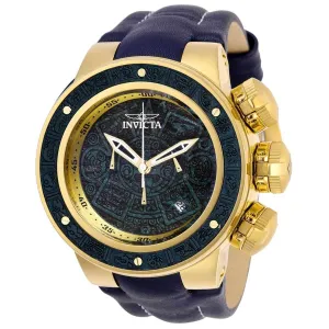 Invicta Men's Chronograph Watch - Subaqua Blue and Gold Dial Leather Strap | 28244