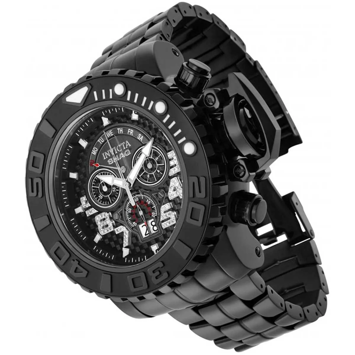 Invicta Men's Diamond Watch - Shaq Rotating Bezel Black Dial Bracelet | 33731