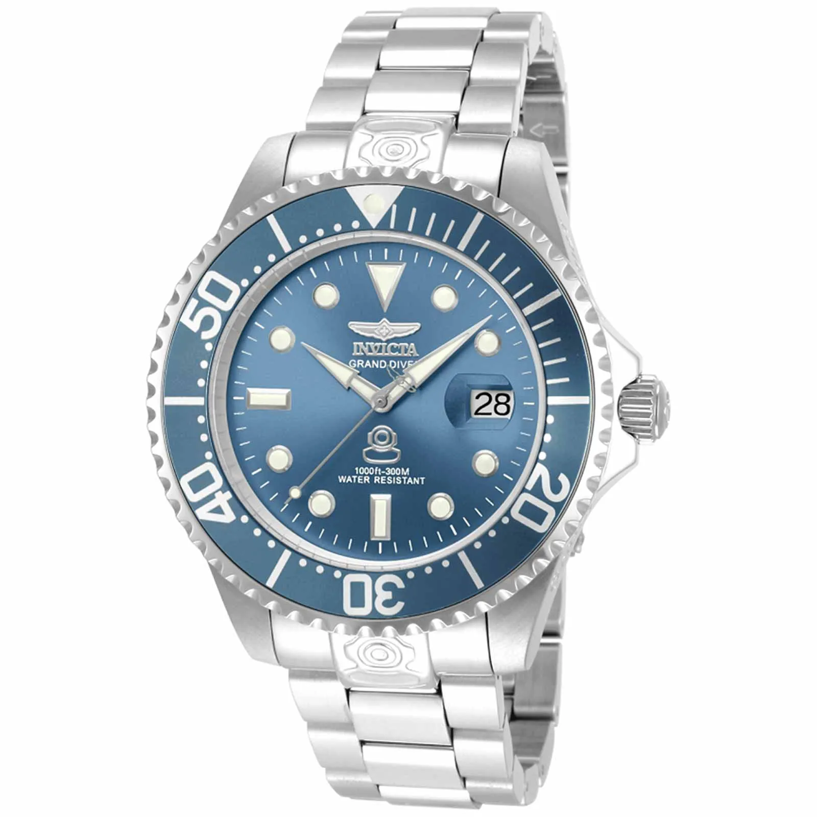 Invicta Men's Grand Diver Automatic Watch - Blue Dial Steel Bracelet Date | 13859