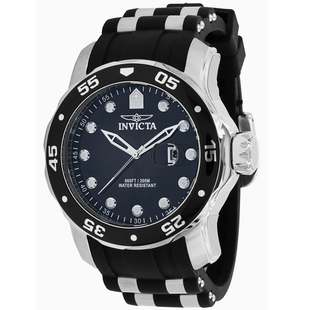 Invicta Men's Quartz Watch - Pro Diver Date Silver Tone and Black Strap | 39095