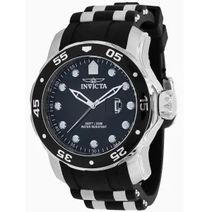 Invicta Men's Quartz Watch - Pro Diver Date Silver Tone and Black Strap | 39095