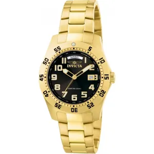 Invicta Men's Quartz Watch - Specialty Black Dial Yellow Gold Steel Bracelet | 5763
