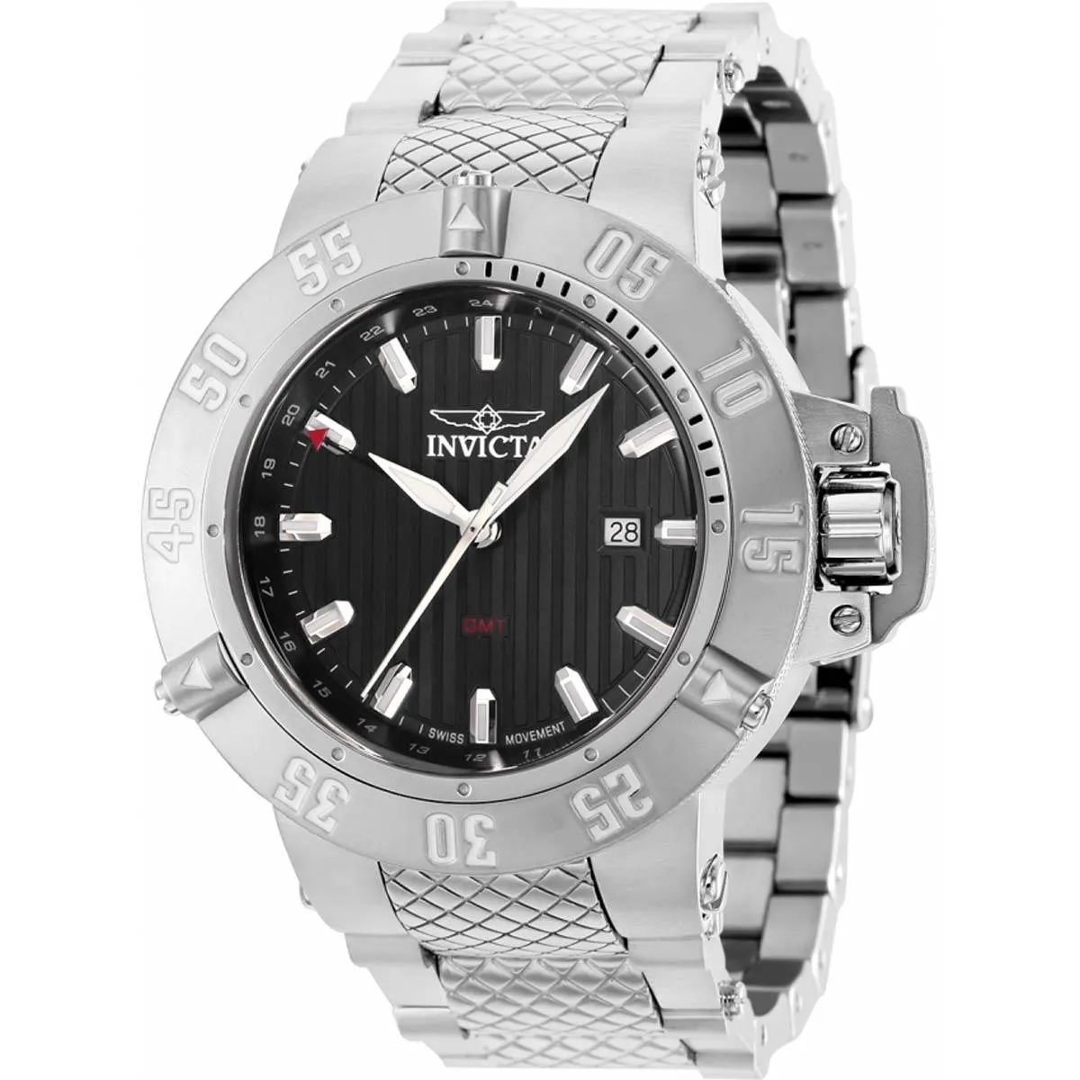 Invicta Men's Quartz Watch - Subaqua GMT Black Dial Stainless Steel Bracelet | 37212