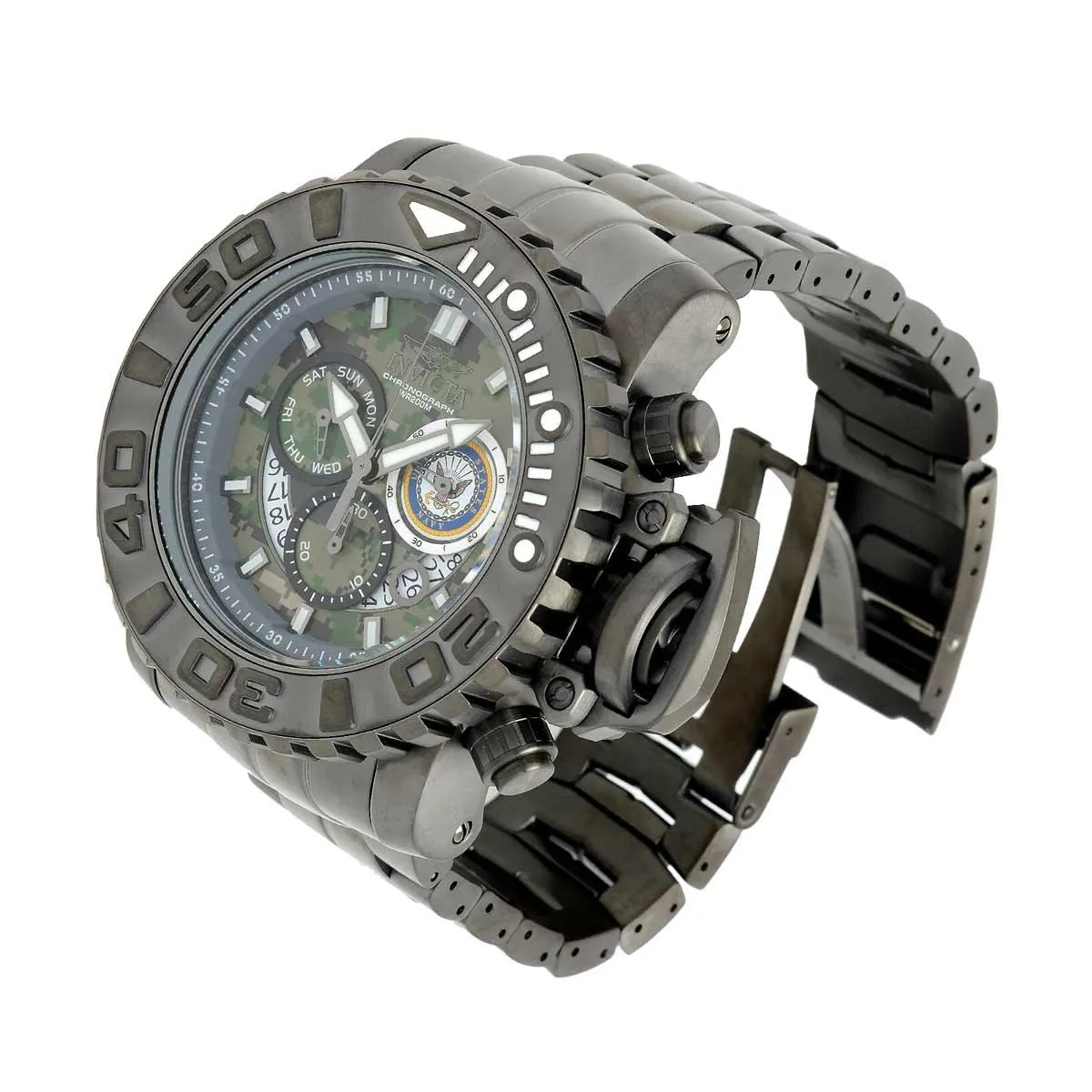 Invicta Men's Quartz Watch - U.S. Navy Chronograph Gunmetal Steel Bracelet | 34676