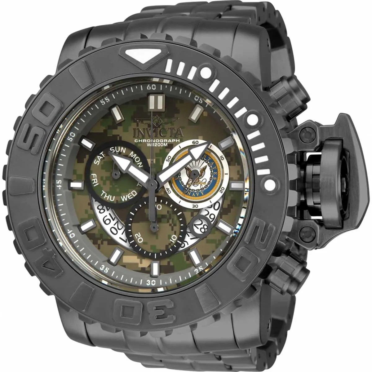 Invicta Men's Quartz Watch - U.S. Navy Chronograph Gunmetal Steel Bracelet | 34676