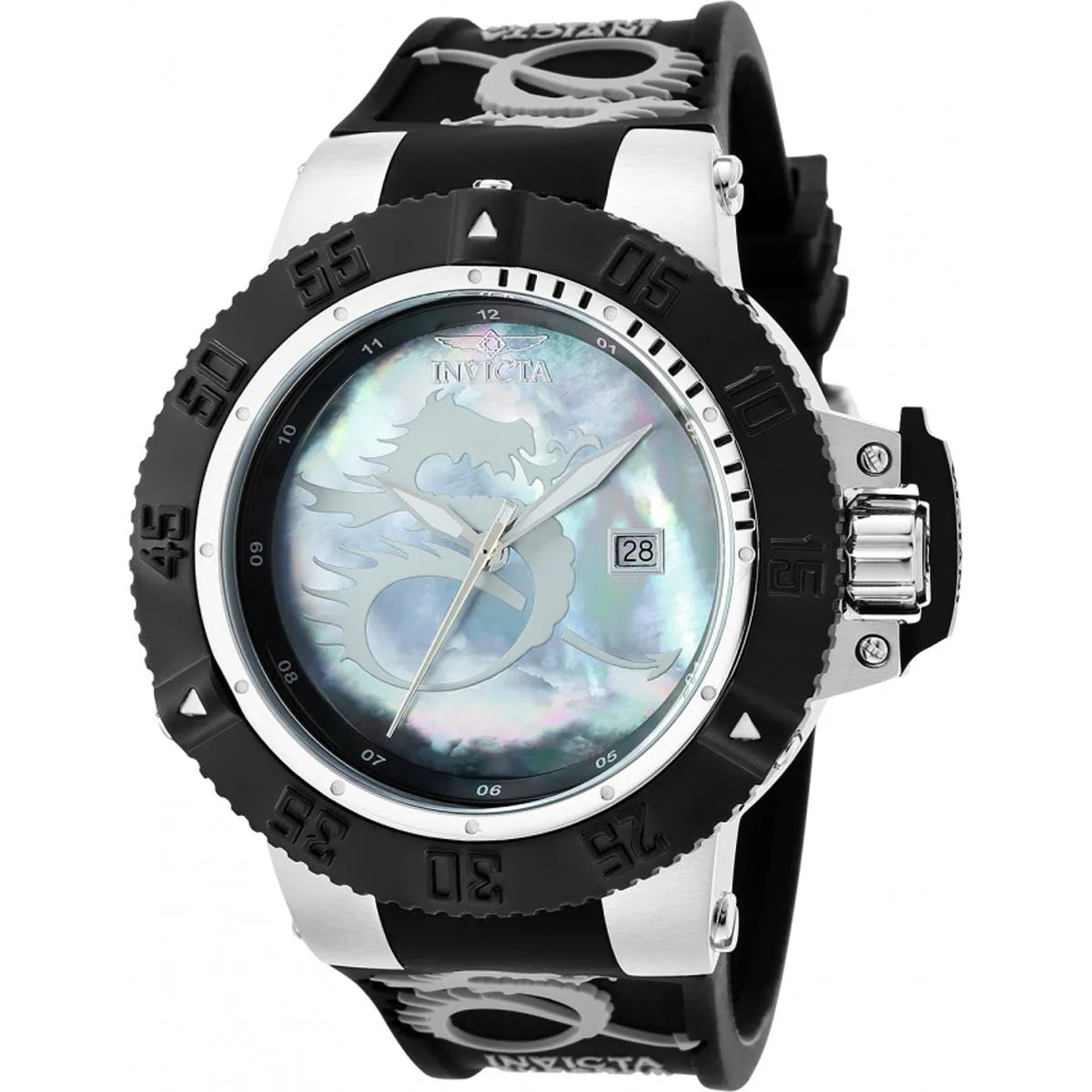 Invicta Men's Swiss Quartz Watch - Subaqua Black and MOP Dial Silicone Strap  | 37036