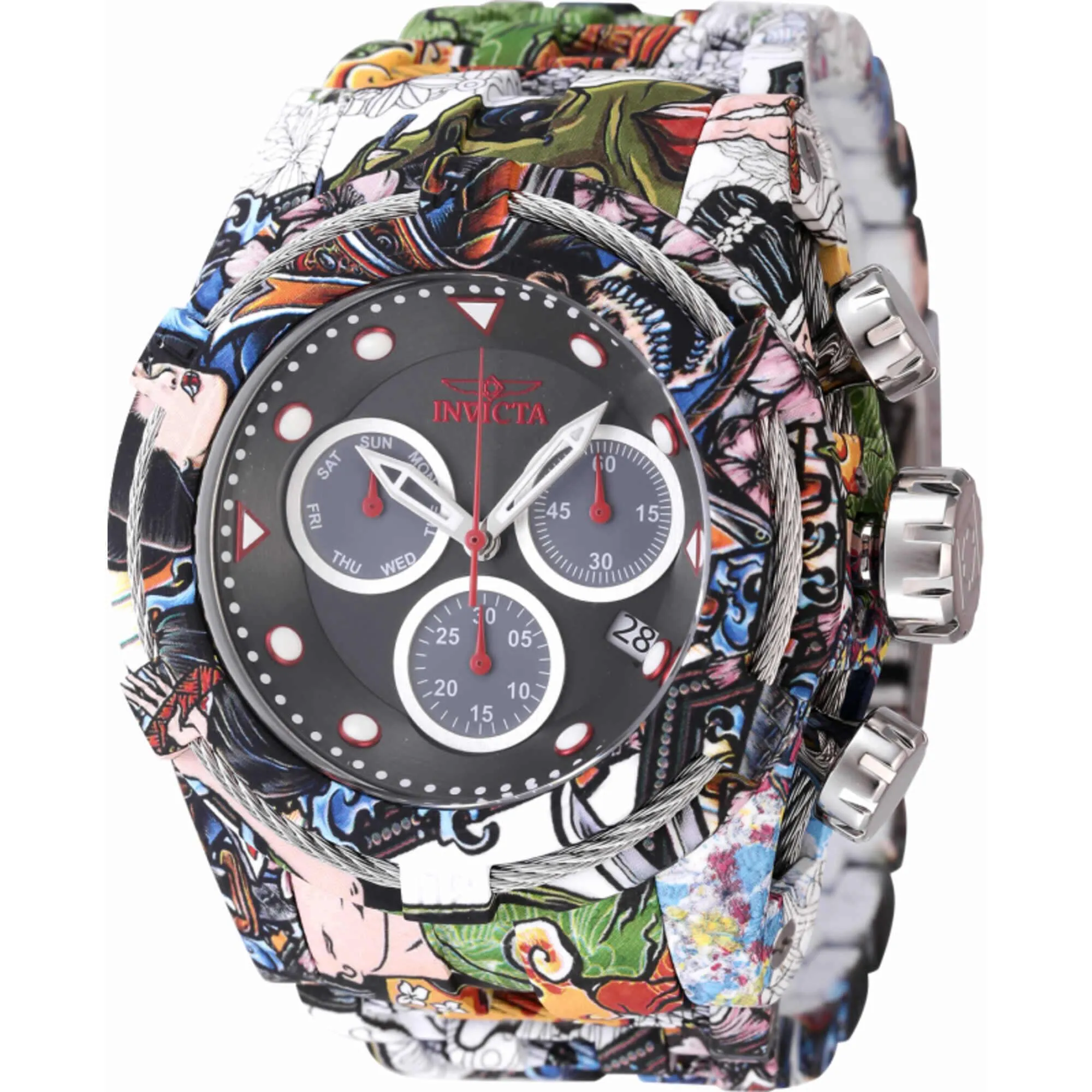 Invicta Men's Watch - Bolt Black, Grey and Silver Dial Aqua Plated Bracelet | 45490