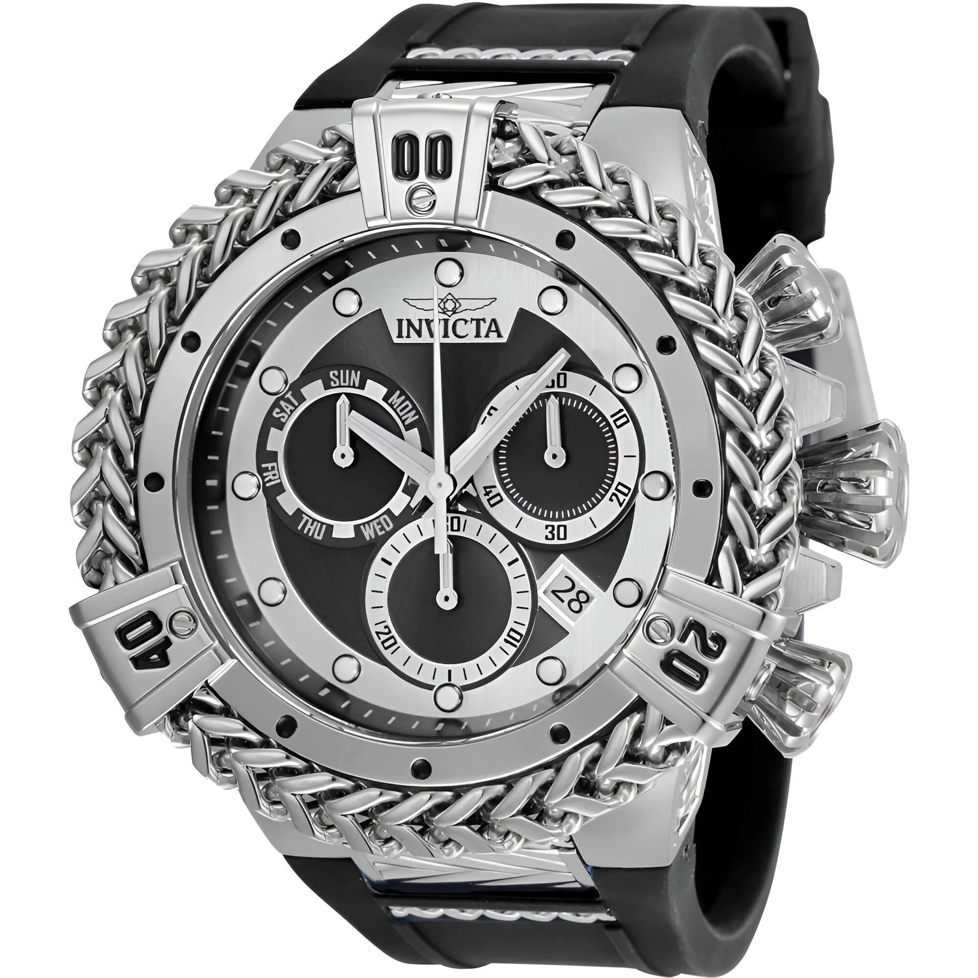Invicta Men's Watch - Bolt Chronograph Black and Silver Tone Dial Strap Dive | 35577