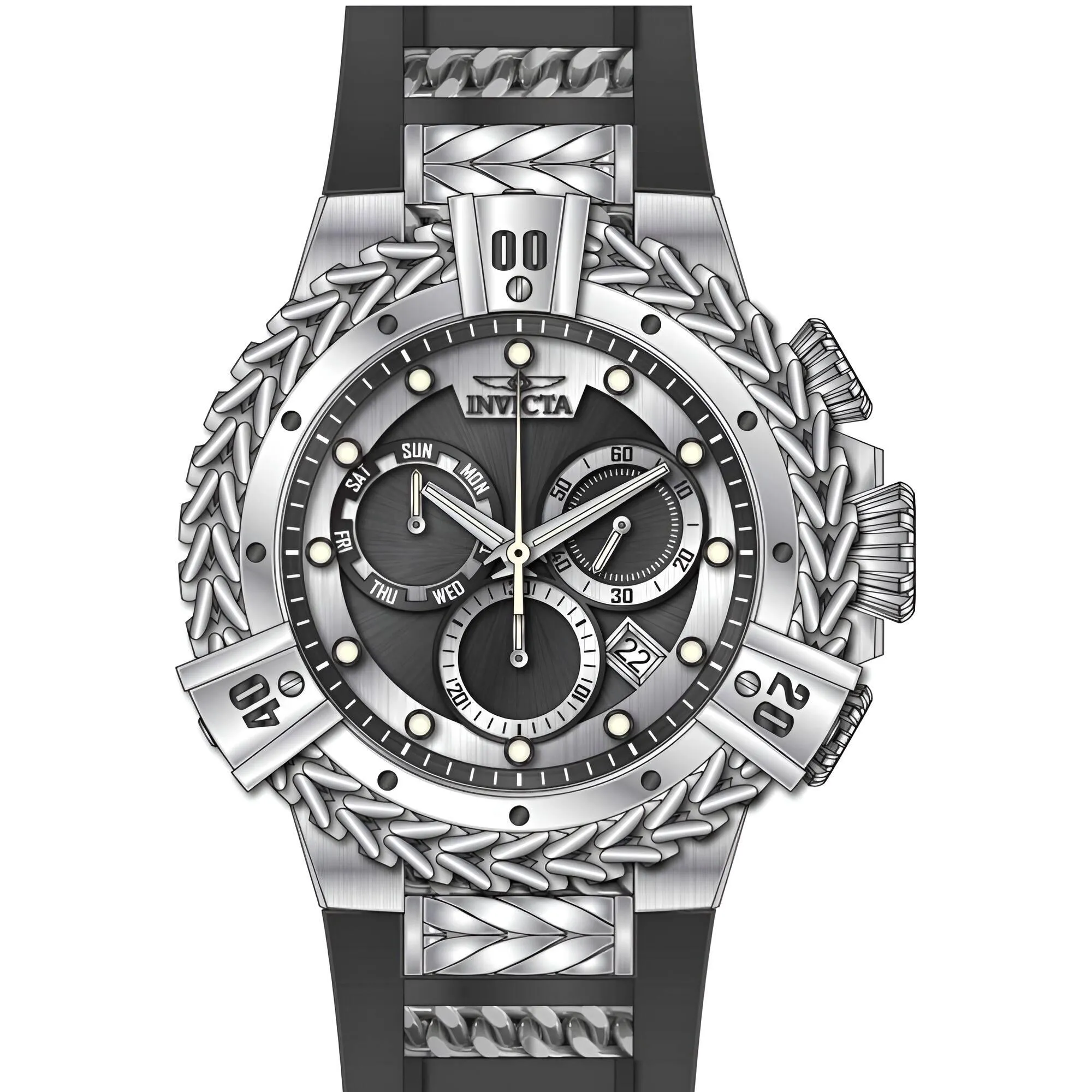 Invicta Men's Watch - Bolt Chronograph Black and Silver Tone Dial Strap Dive | 35577