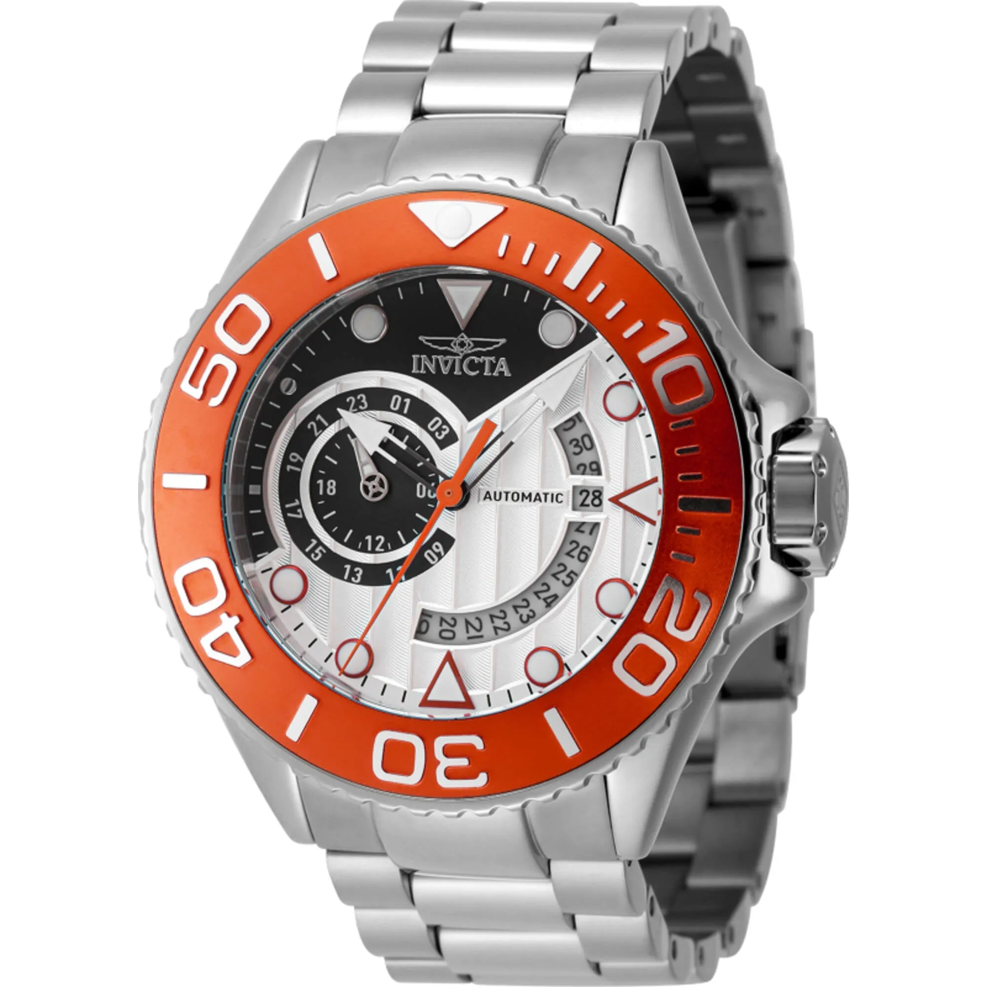 Invicta Men's Watch - Grand Diver Automatic Silver and Black Dial Bracelet | 48242