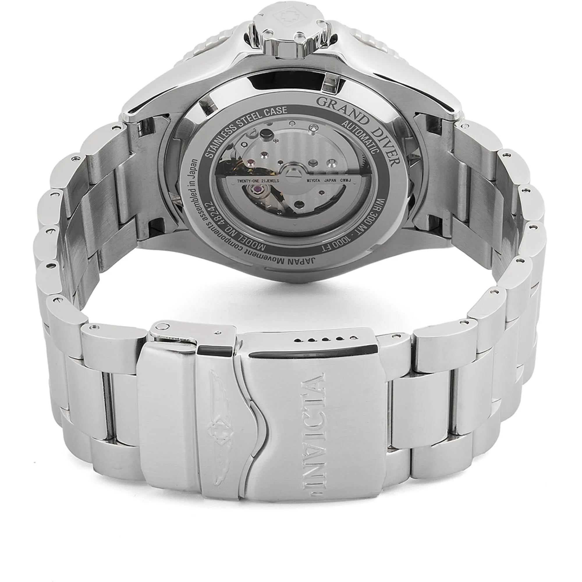 Invicta Men's Watch - Grand Diver Automatic Silver and Black Dial Bracelet | 48242