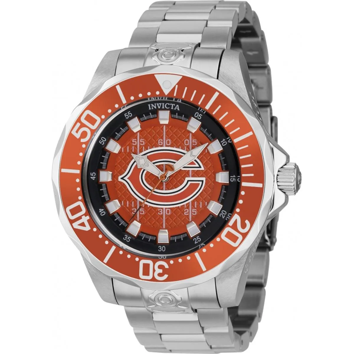 Invicta Men's Watch - NFL Chicago Bears Dial Rotating Bezel Silver Bracelet | 42125