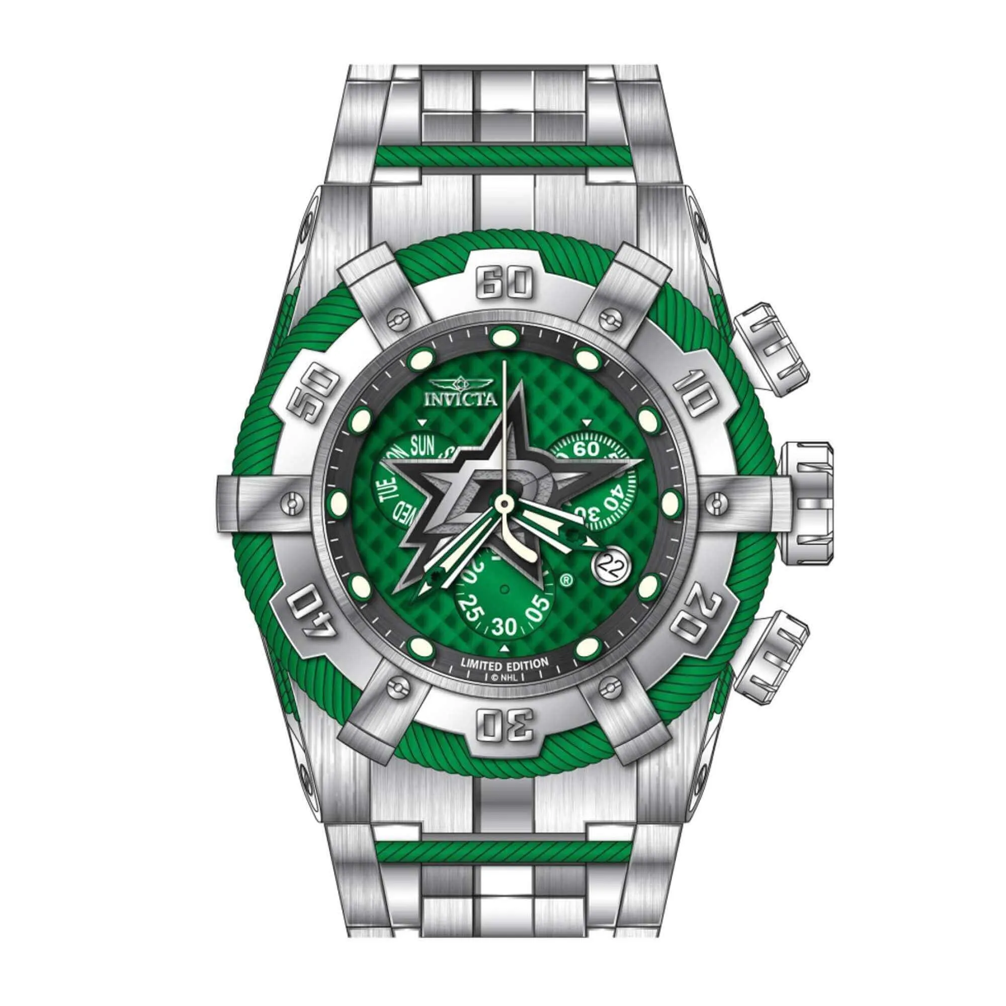Invicta Men's Watch - NHL Dallas Stars Chrono Green and Silver Tone Bracelet | 42020