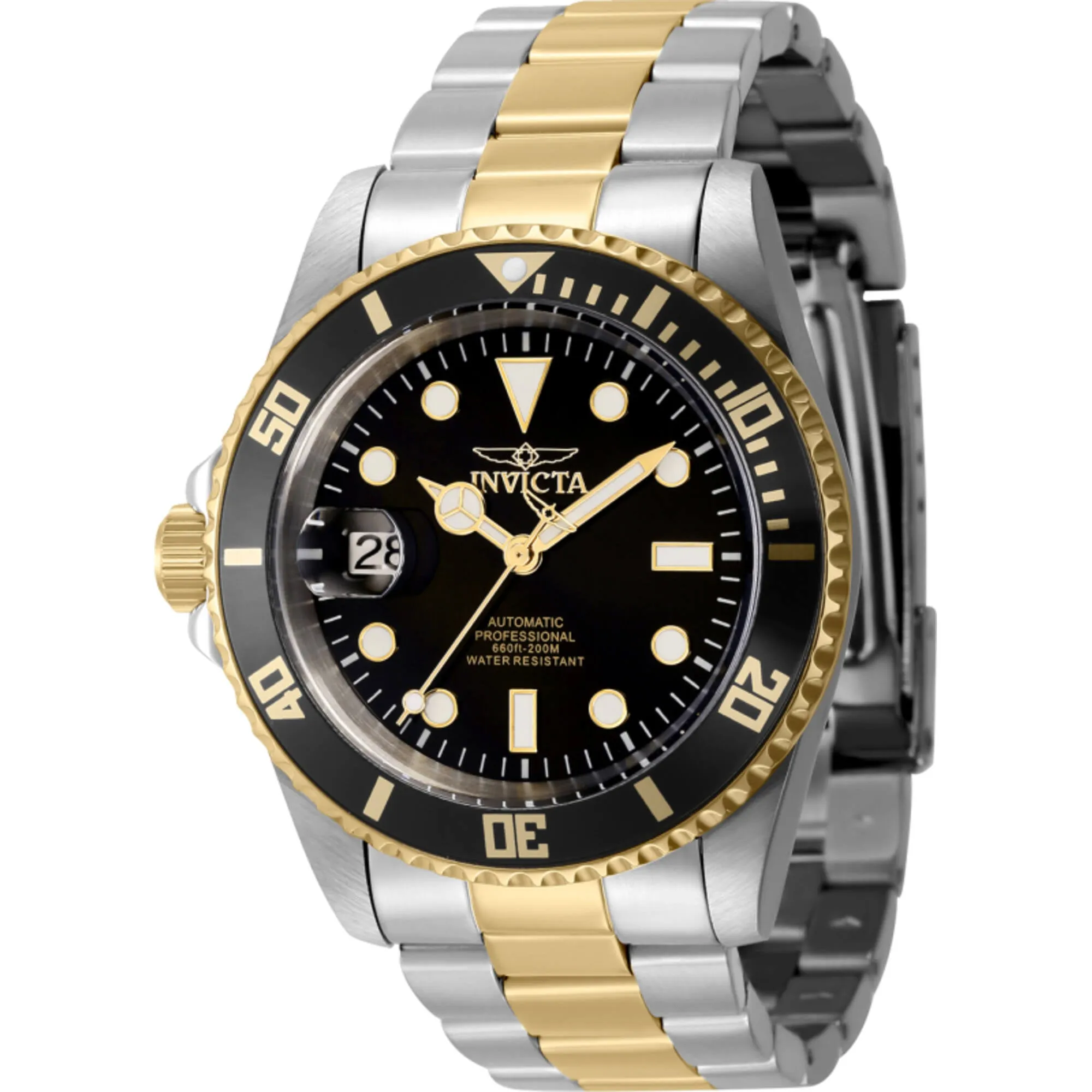Invicta Men's Watch - Pro Diver Automatic Black Dial Two Tone Steel Bracelet | 43979