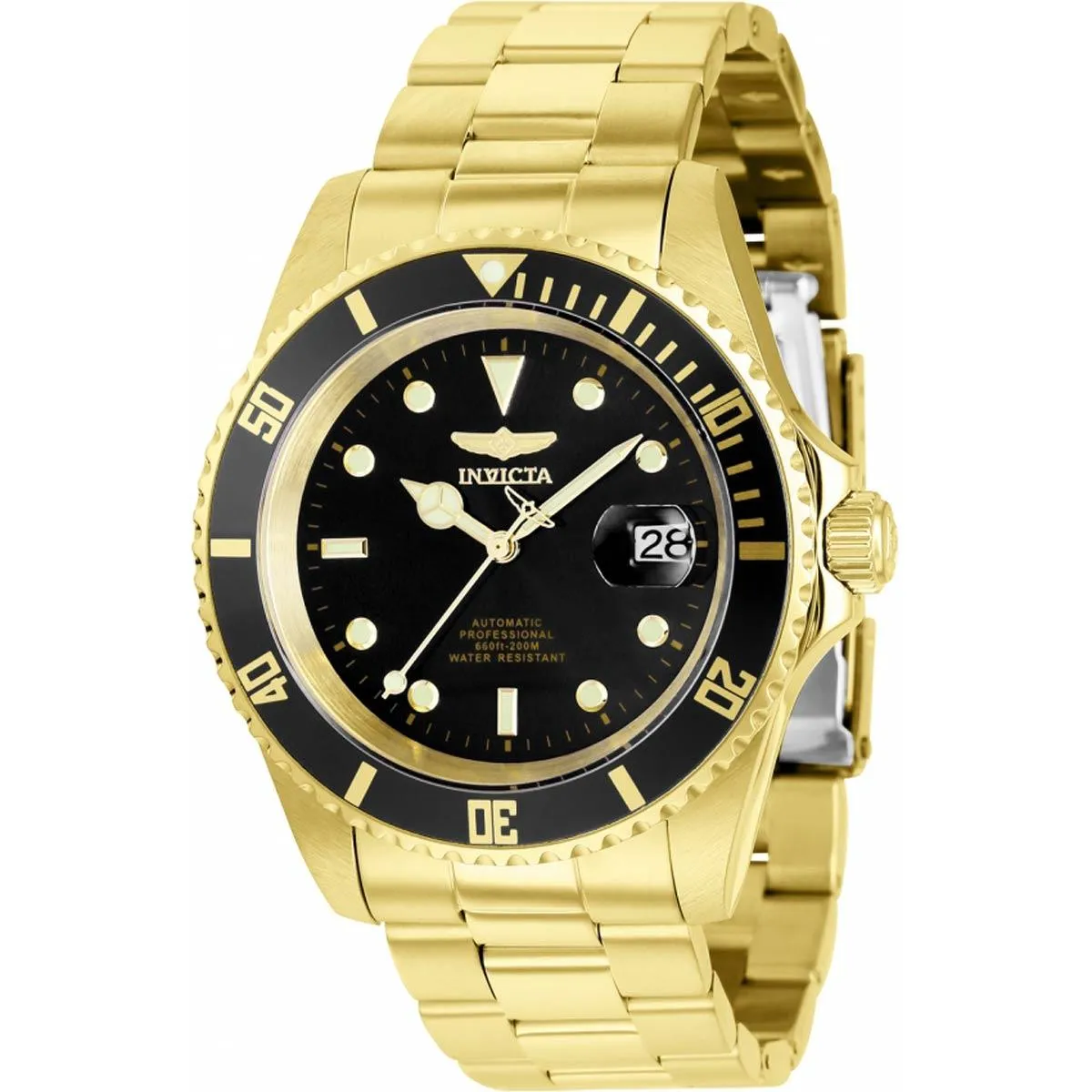 Invicta Men's Watch - Pro Diver Automatic Black Dial Yellow Gold Bracelet | 8929OBXL