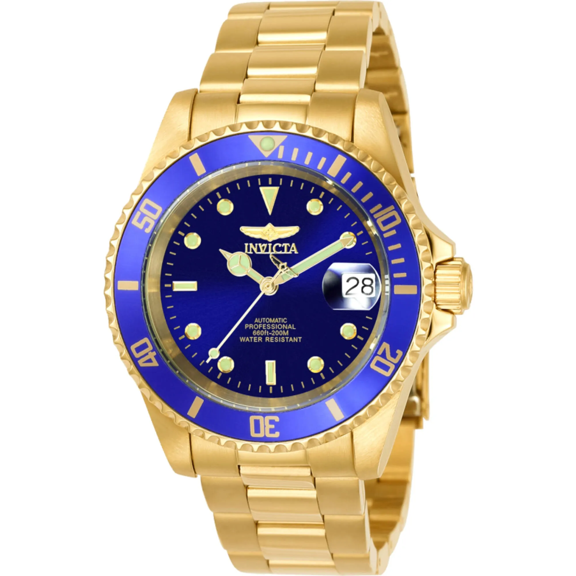 Invicta Men's Watch - Pro Diver Automatic Blue Dial Yellow Gold Bracelet | 8930OB