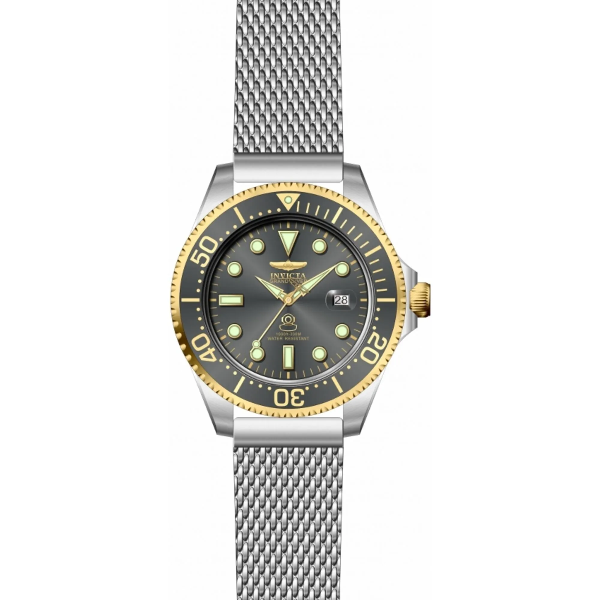 Invicta Men's Watch - Pro Diver Automatic Charcoal Bezel Steel Mesh Bracelet | 45806