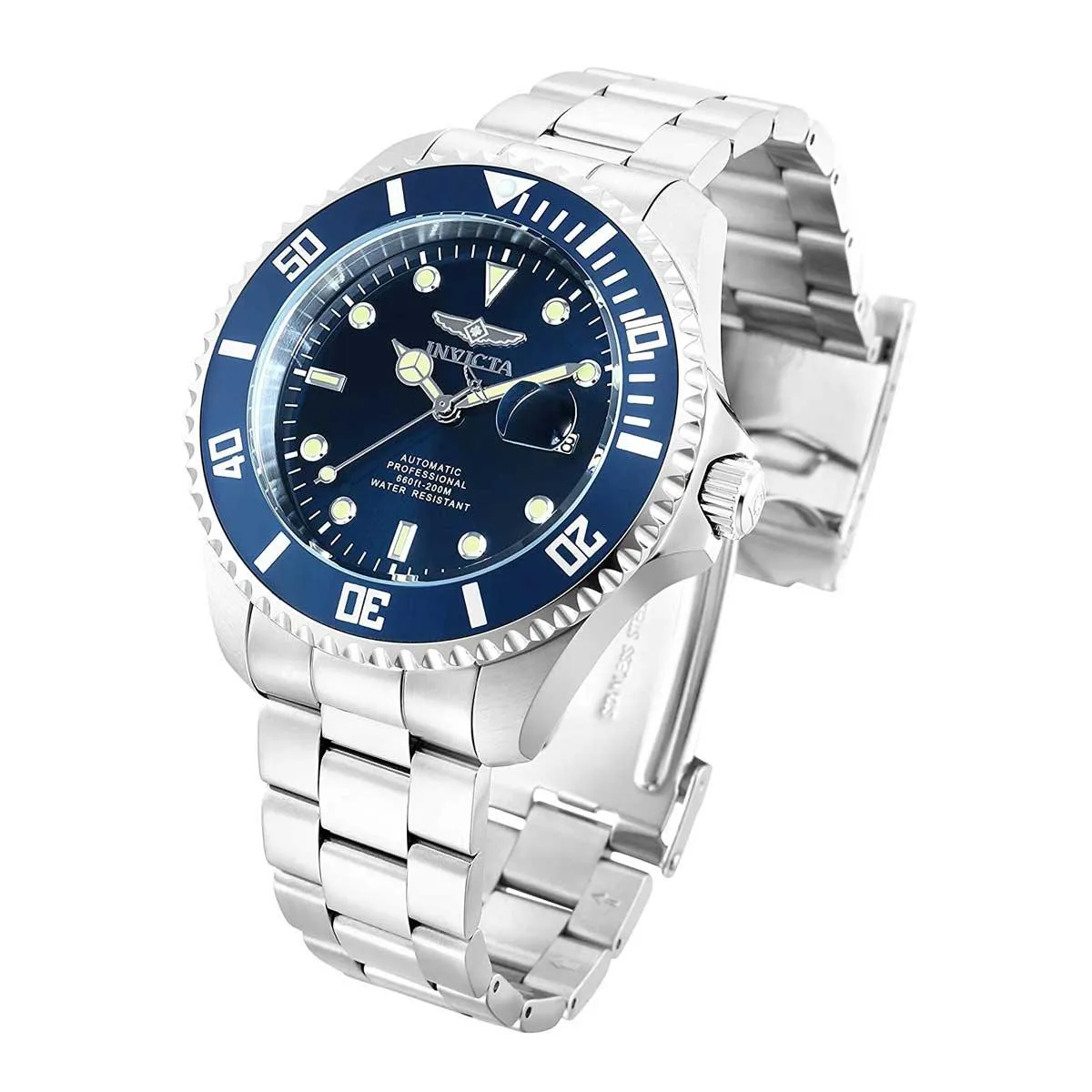 Invicta Men's Watch - Pro Diver Navy Blue Dial Steel Bracelet Rotating Bezel | 35721