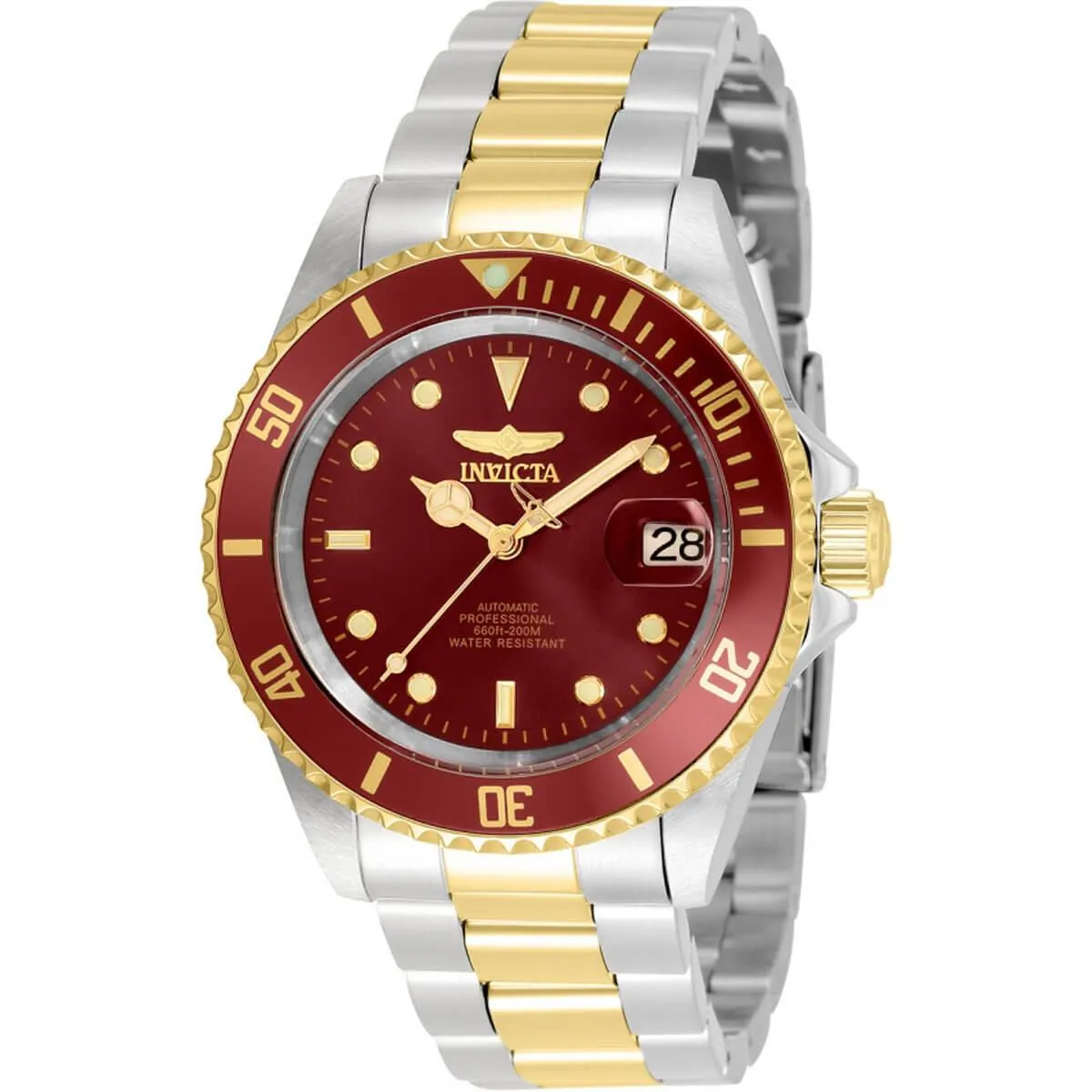 Invicta Men's Watch - Pro Diver Red Dial Two Tone Stainless Steel Bracelet | 35704
