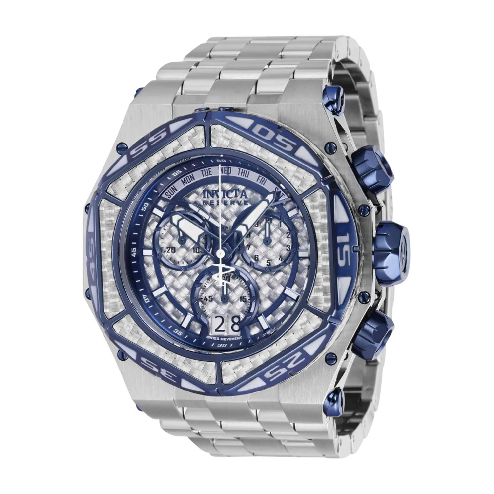Invicta Men's Watch - Reserve Carbon Hawk Dark Blue, Silver Glass Fiber Dial | 38915