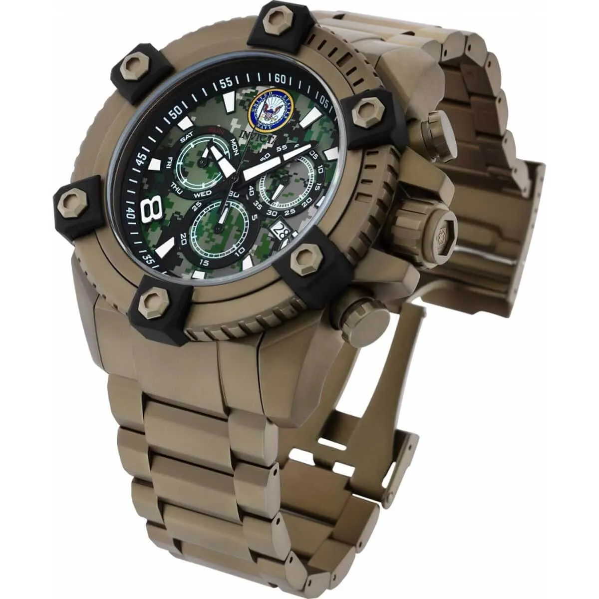 Invicta Men's Watch - U.S. Navy Chronograph Khaki Stainless Steel Bracelet | 34769